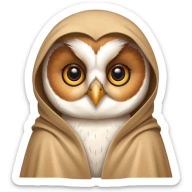 barn owl in beige cloak sticker