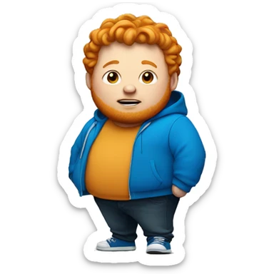 A very fat ginger with a blue hoodie sticker