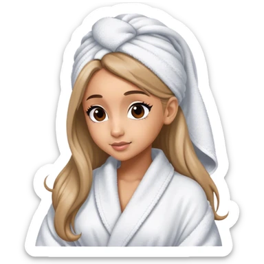 ariana grande in bath robe with hair towel sticker