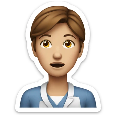 Brown haired woman who is very sick from food poisoning sticker