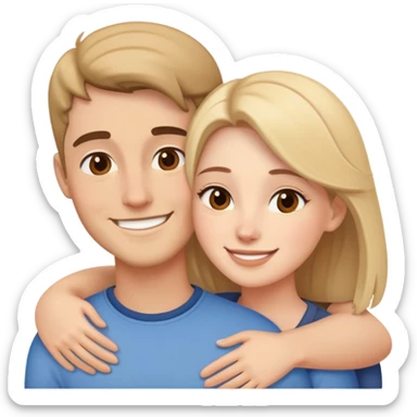 Hetero couple hug with warm smiles  sticker