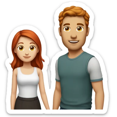 Brunette man and redhead girl couple  sticker