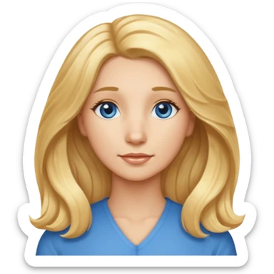 Long, straight, blonde hair, blue eyed woman.   Wavy, blonde goldendoodle sticker