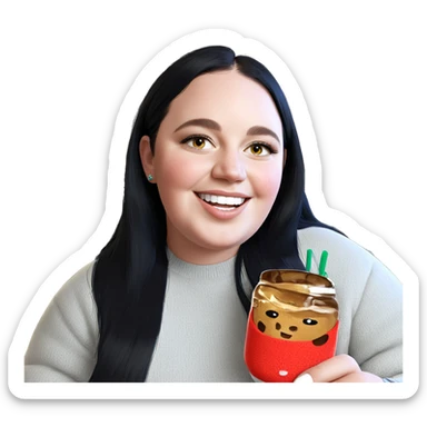 smiling girl in cozy sweater sticker