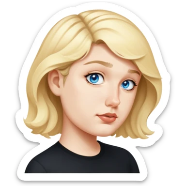 female, wearing black shirt, wavy short hair sticker