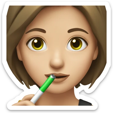 girl with brown hair and green eyes with electric cigarette sticker