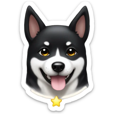 Black Shiba Inu angel | face | fantasy | halo | innocent | smiling face with halo sticker