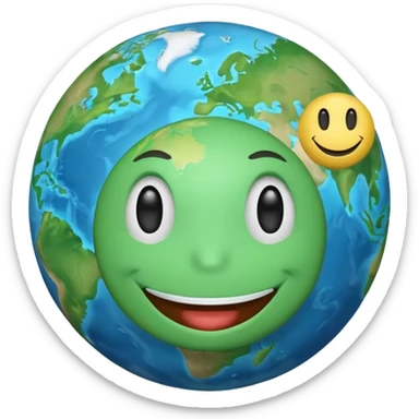 planet earth smiley face sticker