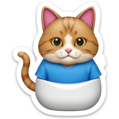 Weird cat wearing skibidi toilet shirt sticker