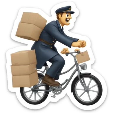 Postal Dude riding a bike with petitions flying out of his trenchcoat sticker