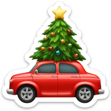 Christmas red Car with Christmas Tree  sticker