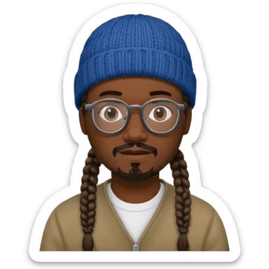 man with braids glasses beanie and goatee sticker