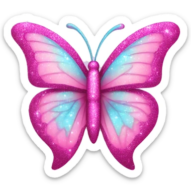 Pink sparkly butterfly sticker