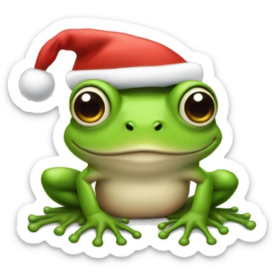 frog wearing a santa hat  sticker