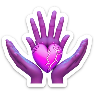 Neon cyberpunk style 
heart made of  hands sticker