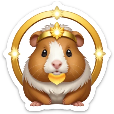 a guinea pig with a glowing halo and divine aura sticker