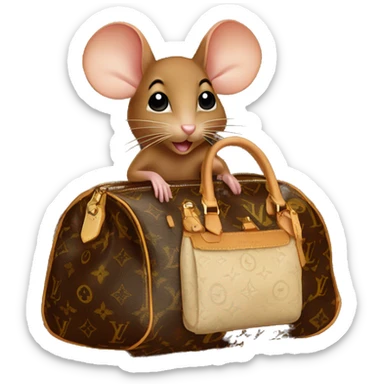 brown mouse in Louis Vuitton bag sticker