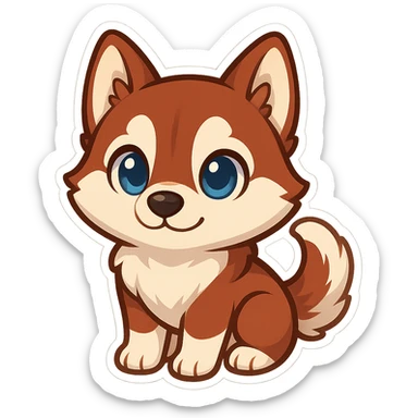 red siberian husky with blue eyes sticker