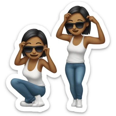 Woman with sunglasses dabbing  sticker