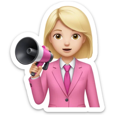 Blond girl pink suit mégaphone  sticker