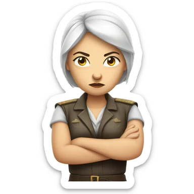 Angry russian woman with arms crossed sticker