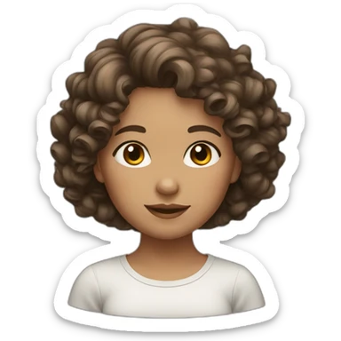 A girl with gray eyes and curly brown hair sticker