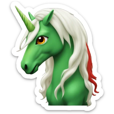 four-legged green unicorn white. a red amazon alien woman sticker