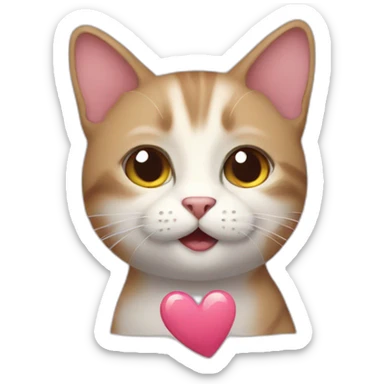 cat find a heart sticker