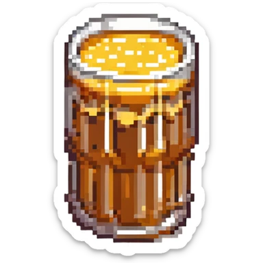pint glass filled with amber beer pixel art style sticker