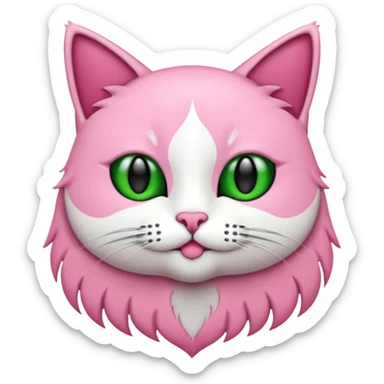 Bir siyah renkli kedi gözleri yeşil ve oturuyor boynunda pembe tasma var sticker