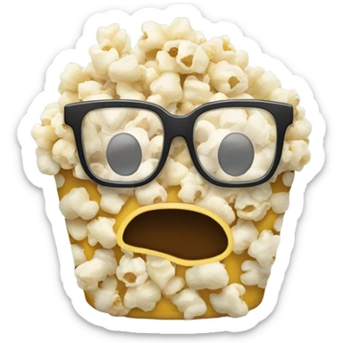 A piece of popcorn with glasses  sticker