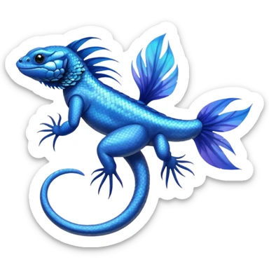 Mountain-Blue-Bird-Blue-Iguana-Blue-Betta-Fish-Russian-Blue-Cat-Fusion-animal-hybrid-creature sticker