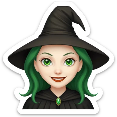 Creat an emoji of an evil Witch with Green eyes sticker