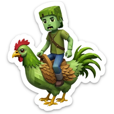 Minecraft zombie on Minecraft chicken sticker