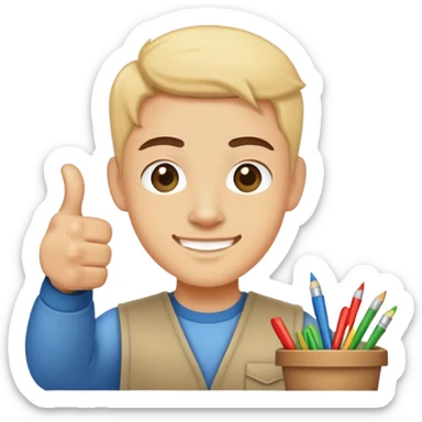 Me Doing Arts and crafts with thumbs up  sticker