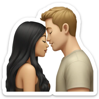 white man with brown hair kissing asian girl with black hair sticker