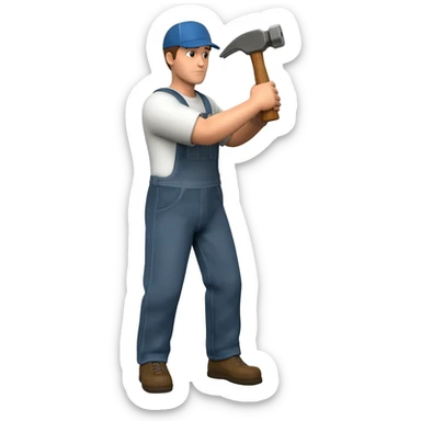 A man hammering sticker