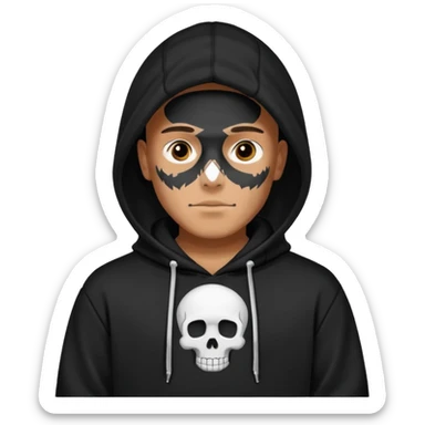 a hoodie with a design of skull on a man  sticker