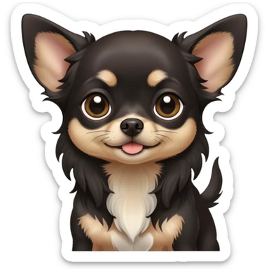Black chihuahua with lop ears long hair sticker
