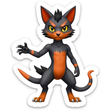 Cool edgy Torracat-Houndour-Litten-Digimon, full body sticker