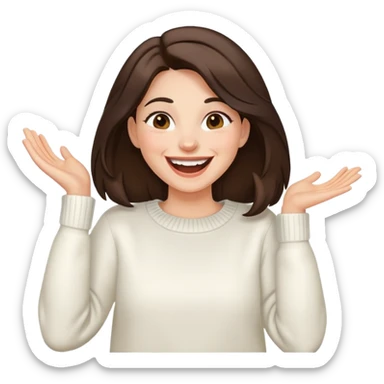 brunette white sweater laughing sticker