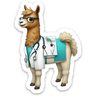 llama as a doctor sticker
