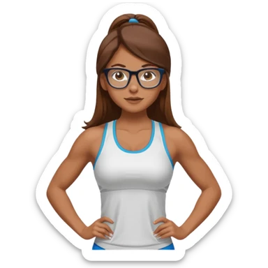 Mujer fitness con lentes y cabello largo sticker