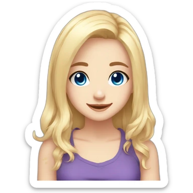 emoji for twitch, anime chibi-style, happy girl, blonde hair, blue eyes,  sticker