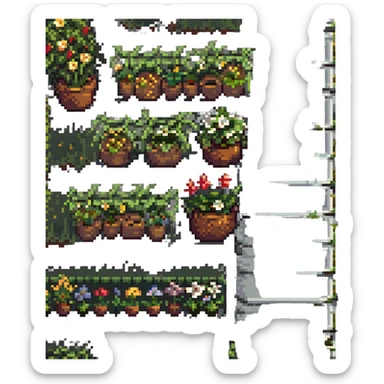 pixel art road with patches of grass and flowers on the side sticker