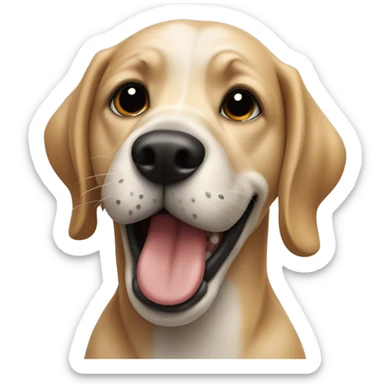 Dog with black bone in mouth sticker
