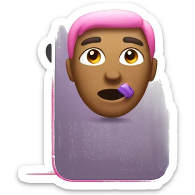 Iphone 12 with pink phone case sticker