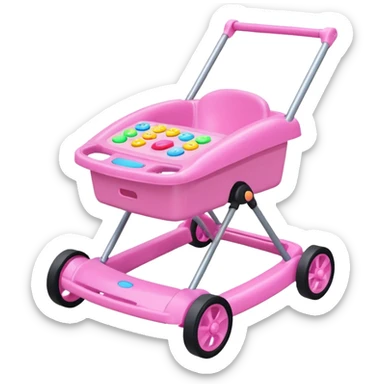 pink baby walker with toys on it sticker