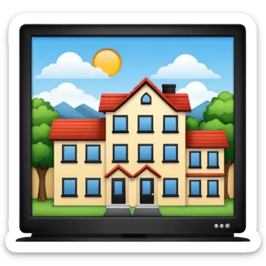 real estate site. A pc with houses that is for sold or rent sticker