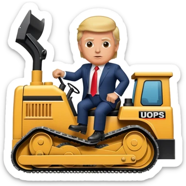 Donald trump riding bulldozer sticker